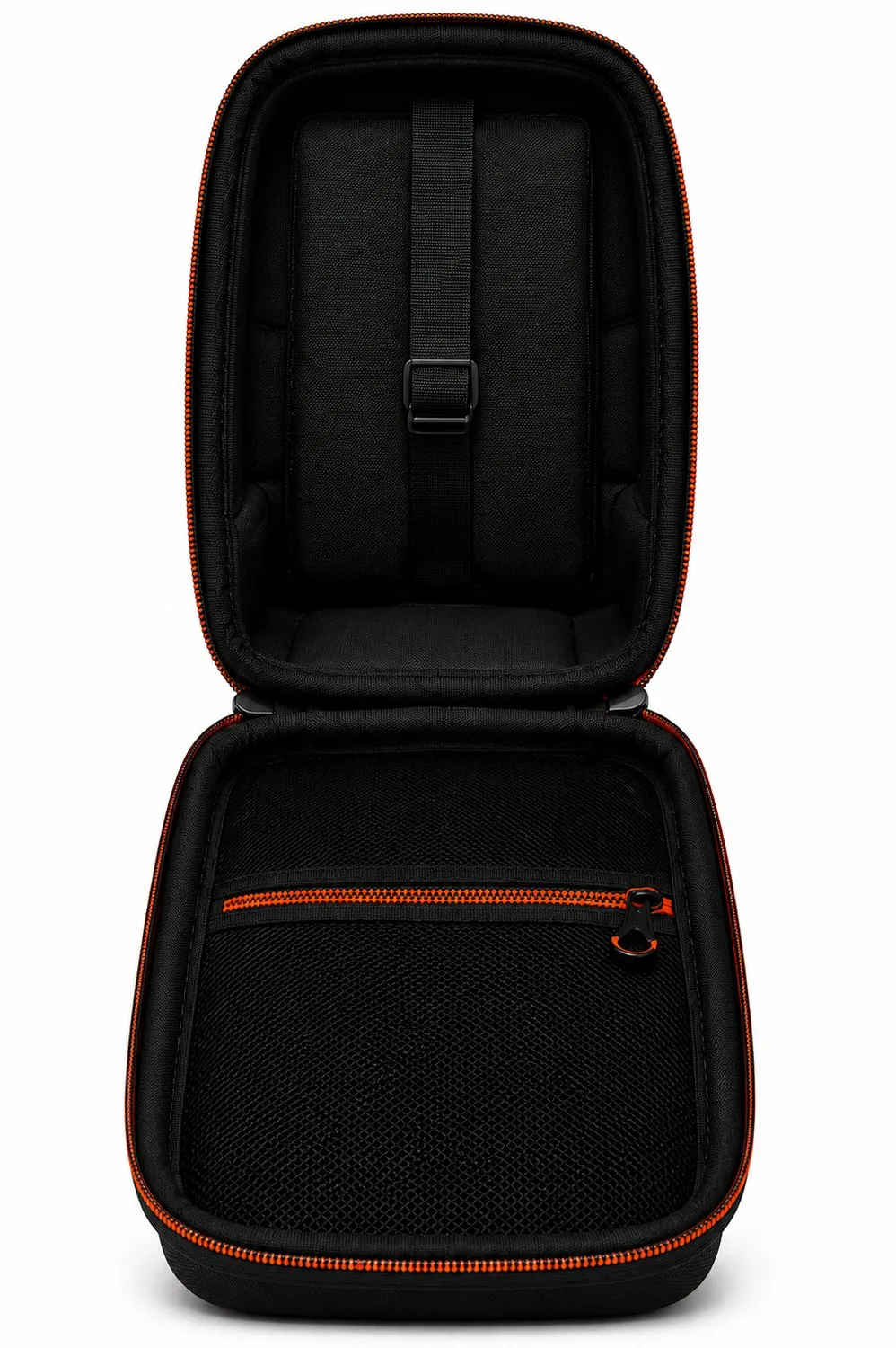 Stealth Black case opened, showing the padded interior bay